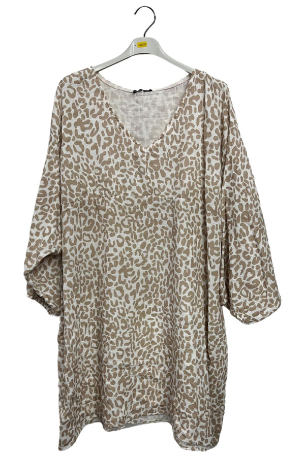Leopard Print Tunic Cotton Dress