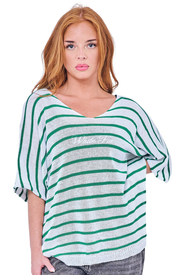 Stripe Pattern Tunic Cotton Top