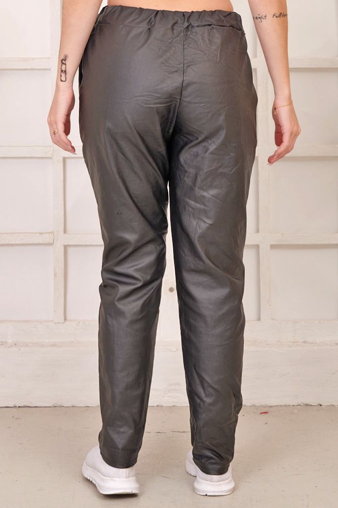 Plain Wet Look Pocket Trouser