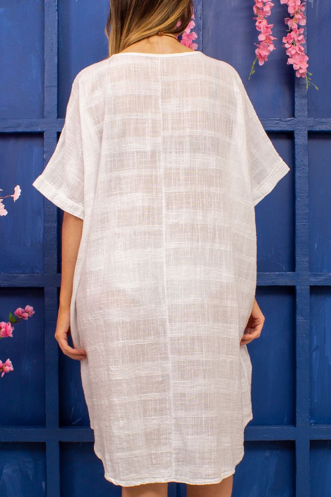 Plain Cotton Dipped Hem with Necklace Top
