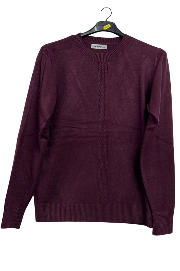 Vertical Cable-Knit Pattern Ribbed Hem Jumper