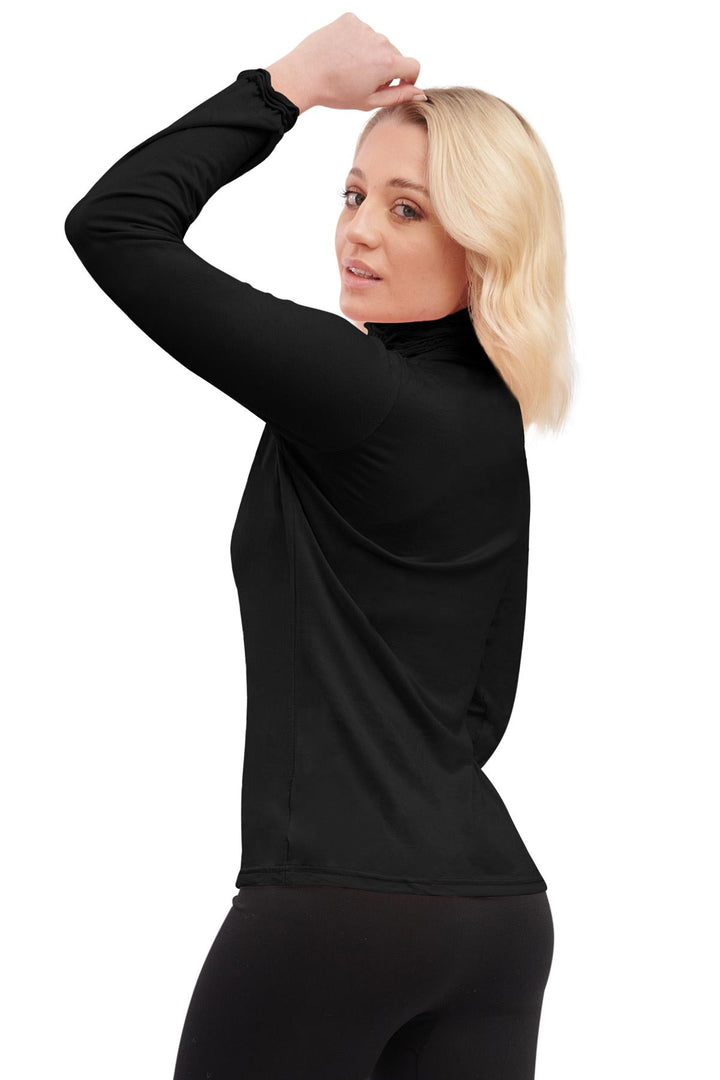 Special Price Plain Ruched Frill Roll Neck Tunic Viscose Top