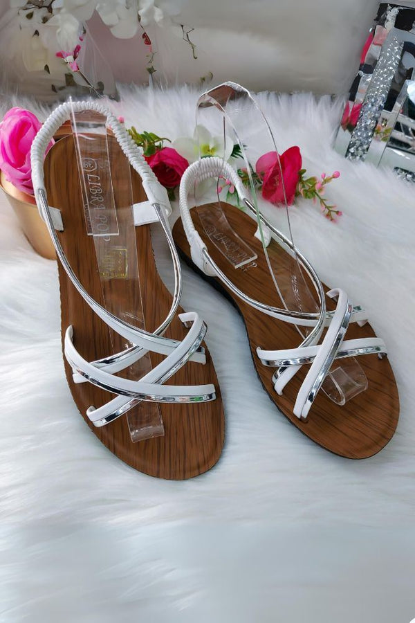 Multicolor Elastic Strappy Open Toe Sandal