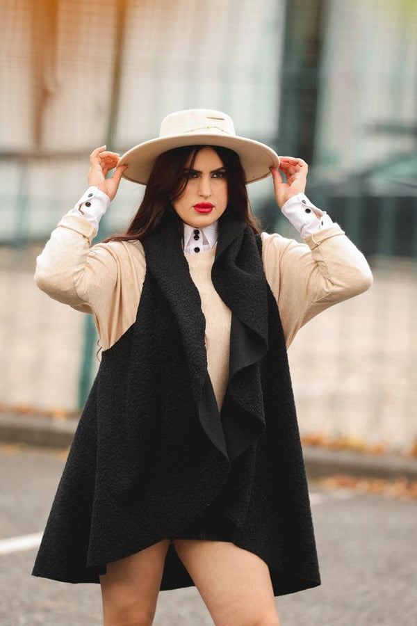 Faux Fur Drape Collar Vest