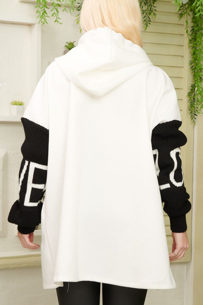 Plain Zip Up Knit Drawstring Hoody