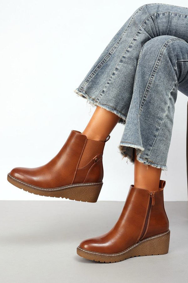 Faux Side Zip Ankle Shoes
