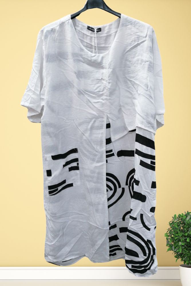 Plain Stripe Patch Pocket Dress