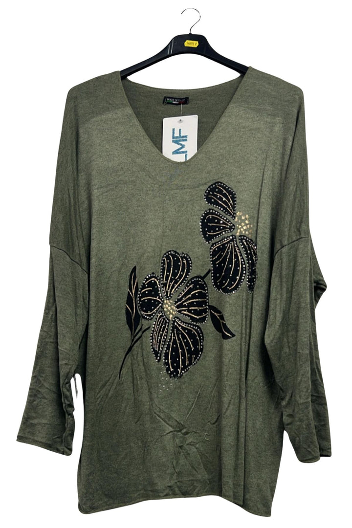floral embellished pattern tunic top
