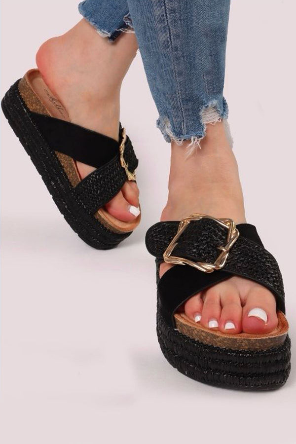 Buckle Detail Platform Slider