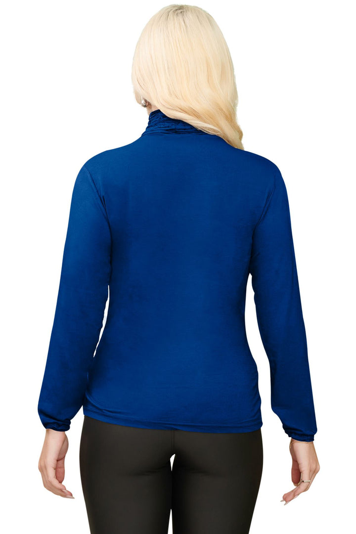 Special Price Plain Ruched Frill Roll Neck Tunic Viscose Top