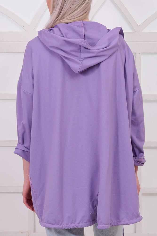 Plain Drawstring Hem Cotton Cardigan