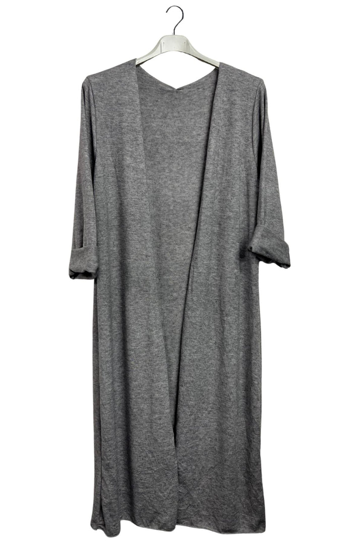 Plain Open Front Longline Cardigan