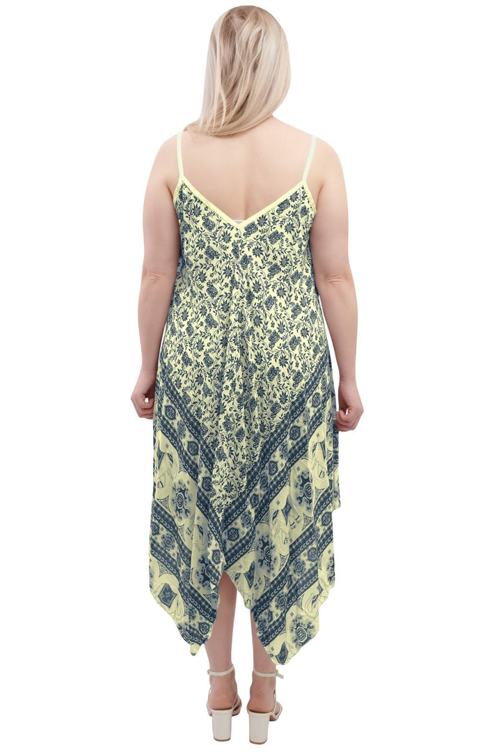 Special Price Italian Elephant Print Sleeveless V Neck Hanky Dress