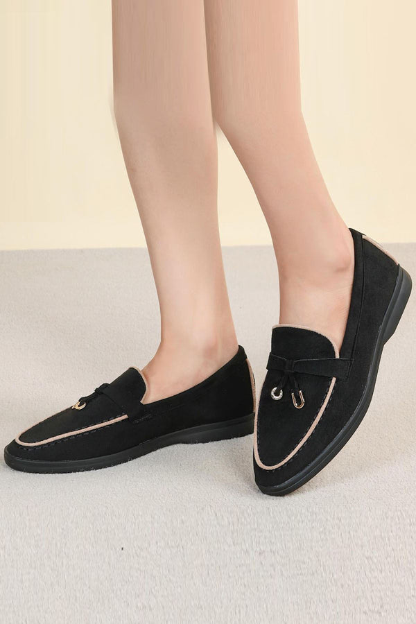 Suede Comfortable Slip Tassel Detail Shoes