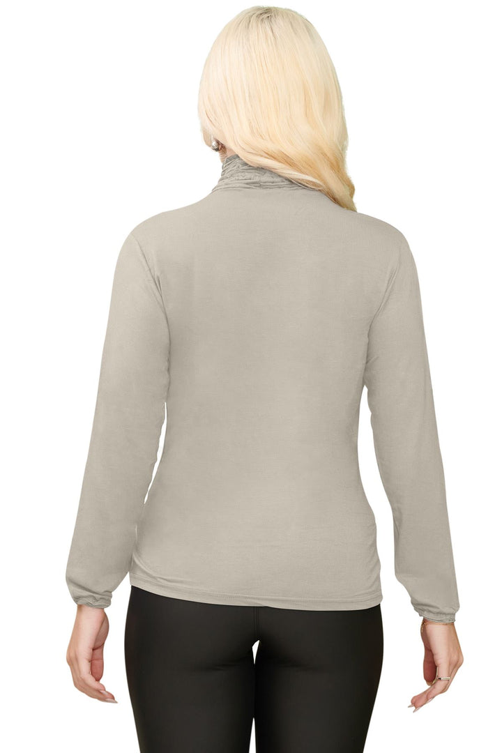Special Price Plain Ruched Frill Roll Neck Tunic Viscose Top