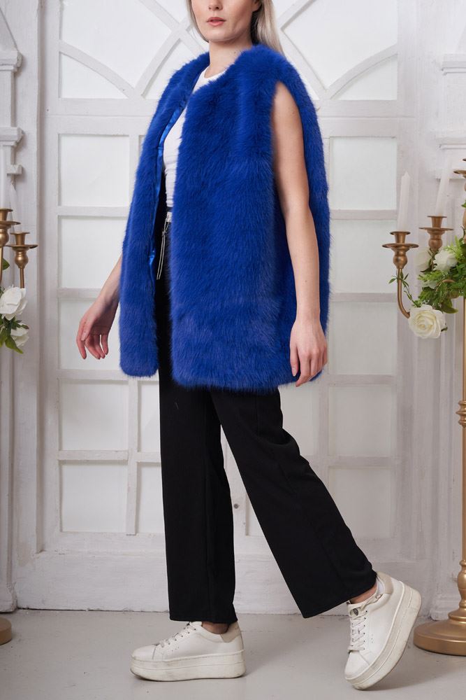 Plain Soft Feel Fur Gilet
