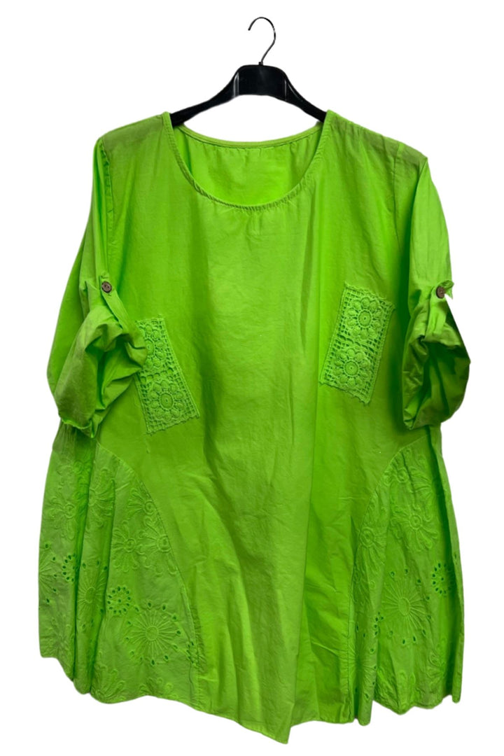 Plain Crochet Patch Pockets Cotton Top