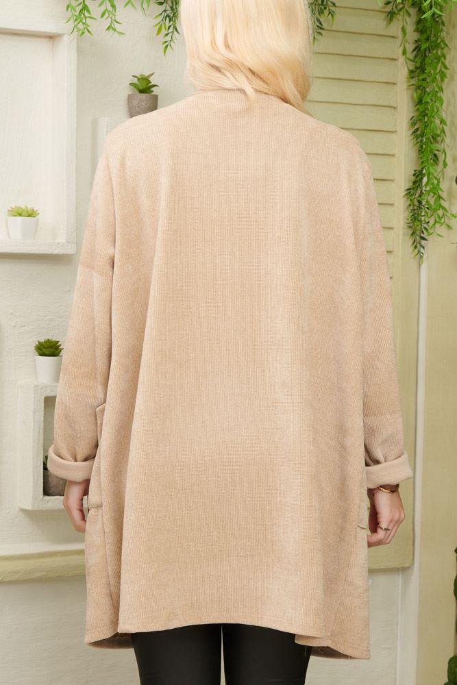 Plain Fluffy Knitted Viscose Cardigan