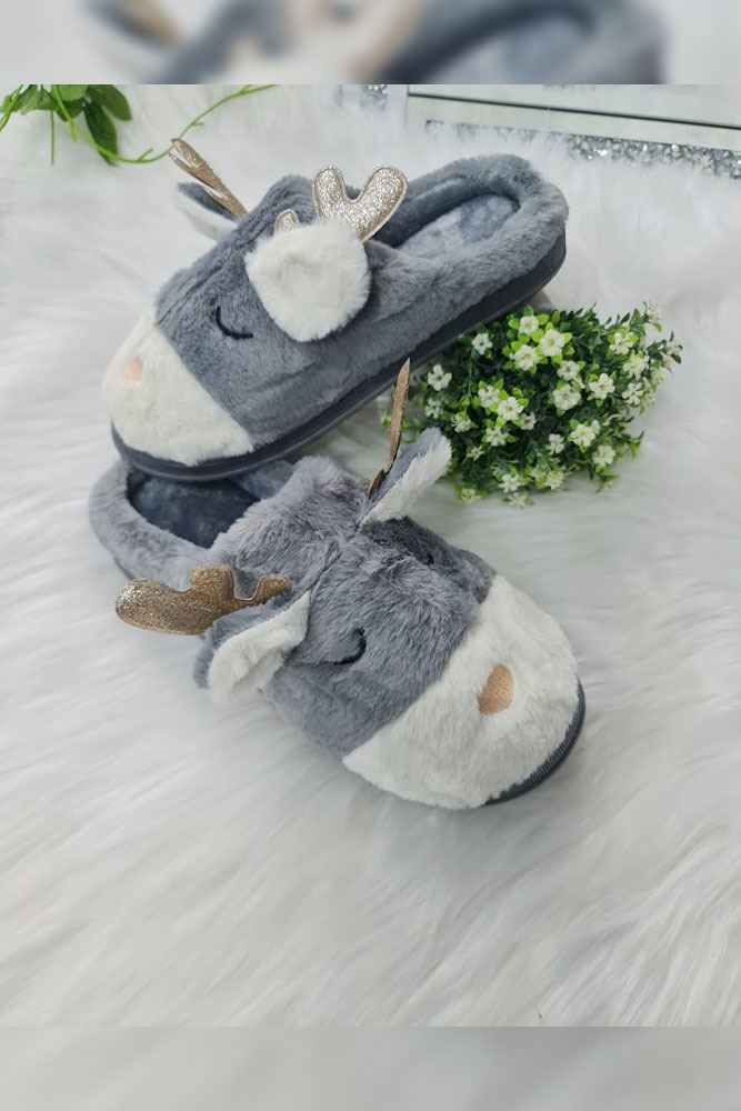 Cute Animal Face Furry Winter Slippers