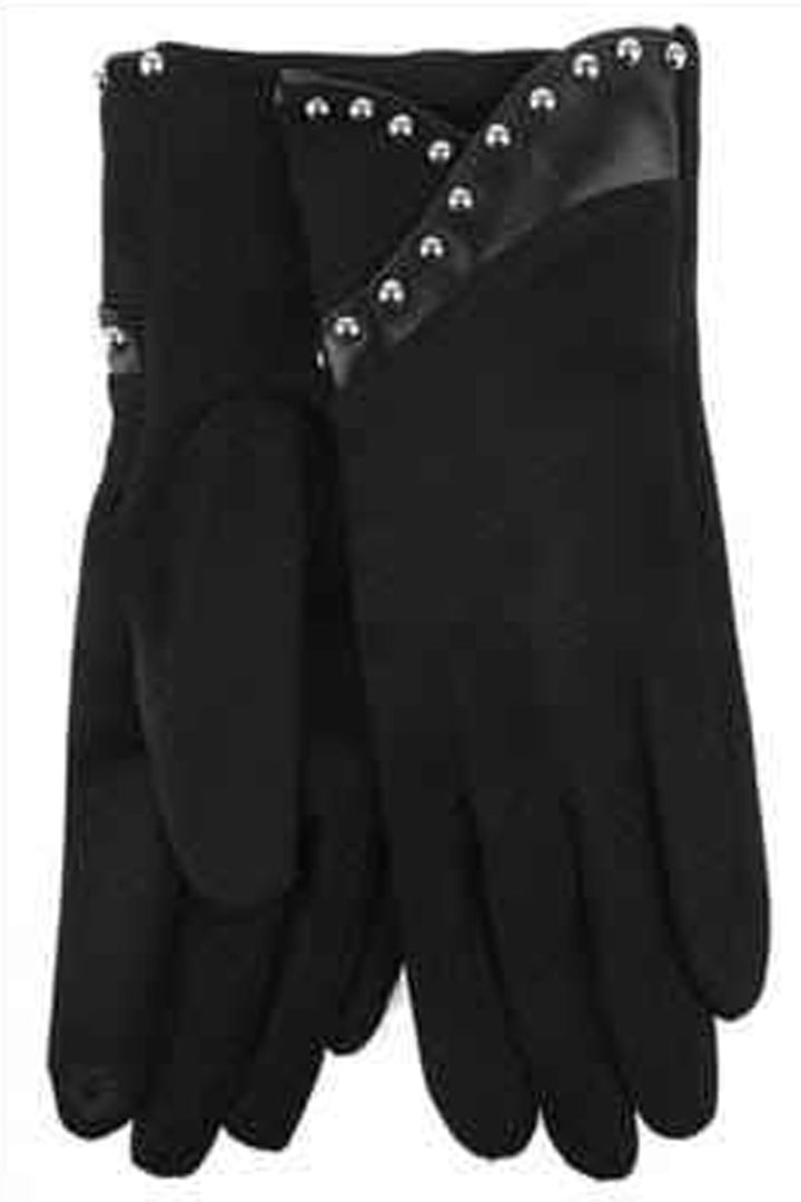 Studded Detail Faux Suede Gloves