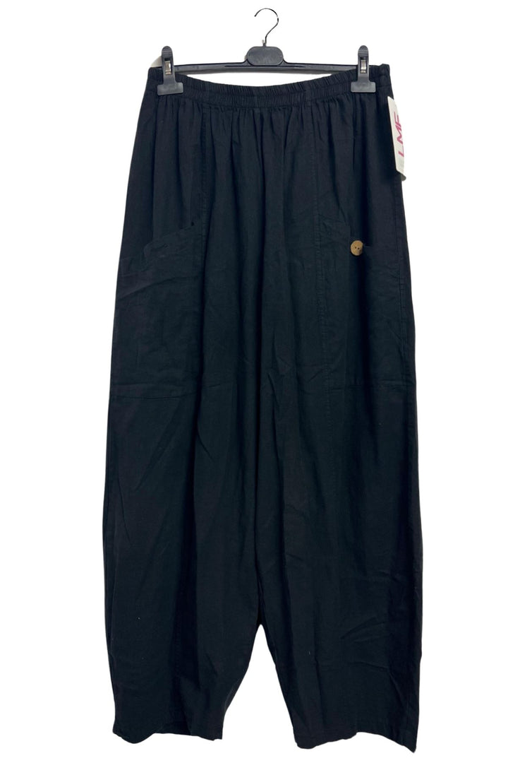 Plain Two Front Pockets Wide Leg Linen Trousers