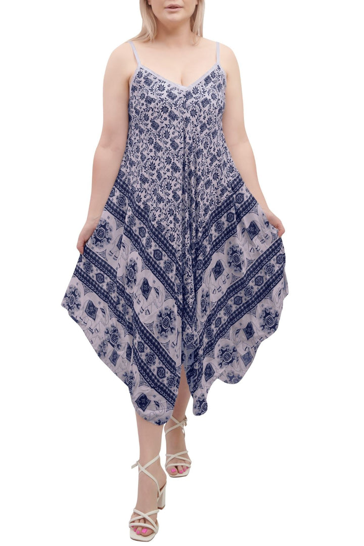 Special Price Italian Elephant Print Sleeveless V Neck Hanky Dress