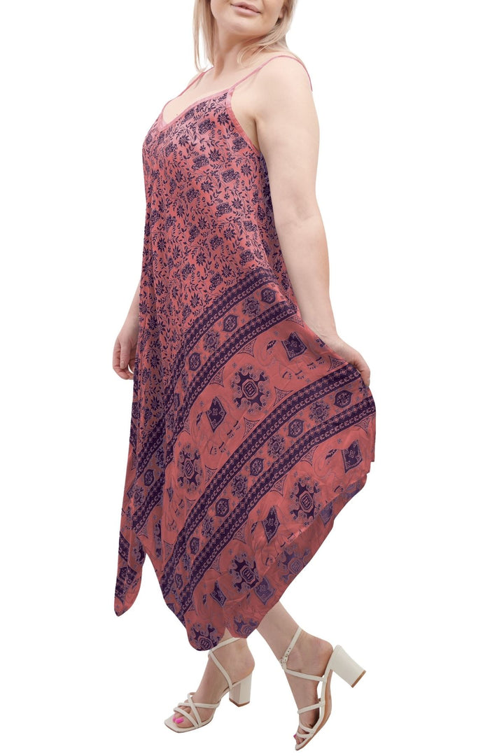 Special Price Italian Elephant Print Sleeveless V Neck Hanky Dress