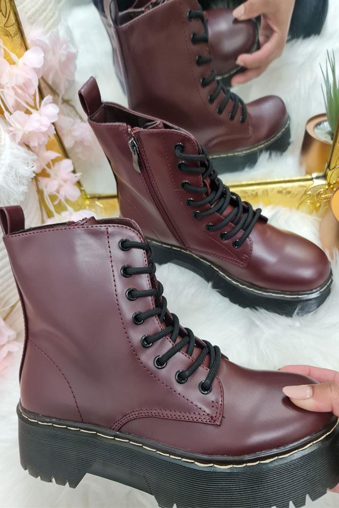 Chunky Faux Leather Zip Mid Length Boots