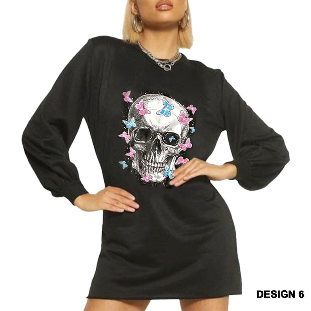 Skull with Butterfly Print Sweatshirt