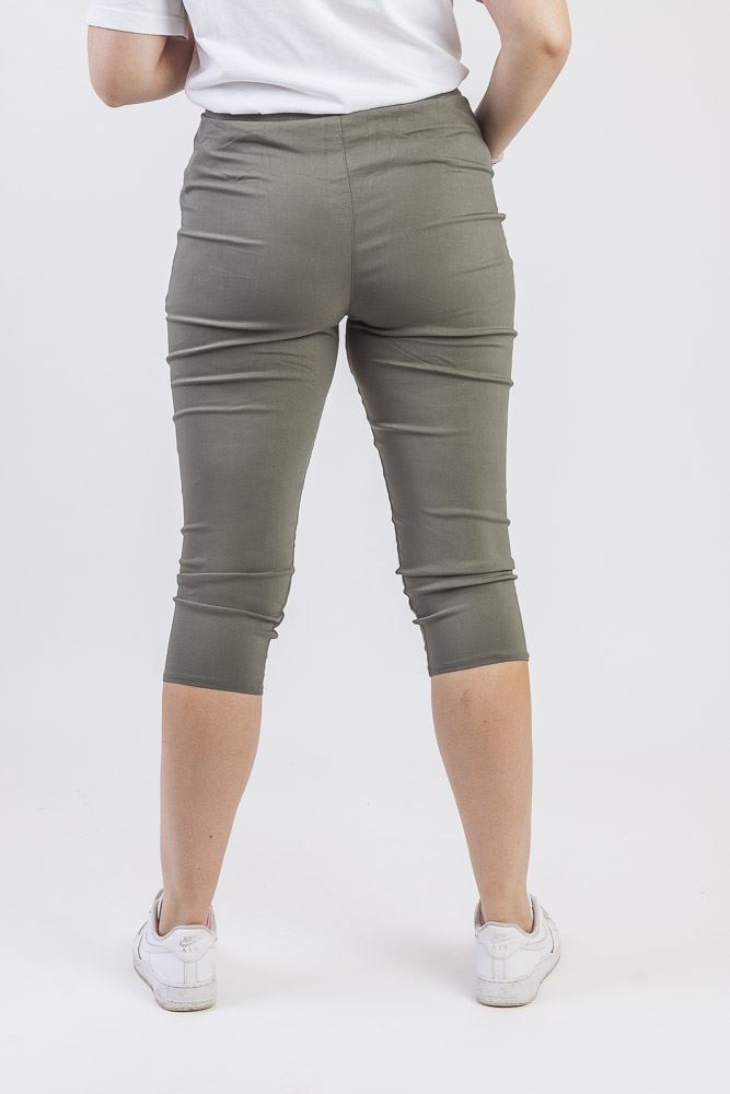 Ladies Cotton Two Button Zipped Cropped Trousers