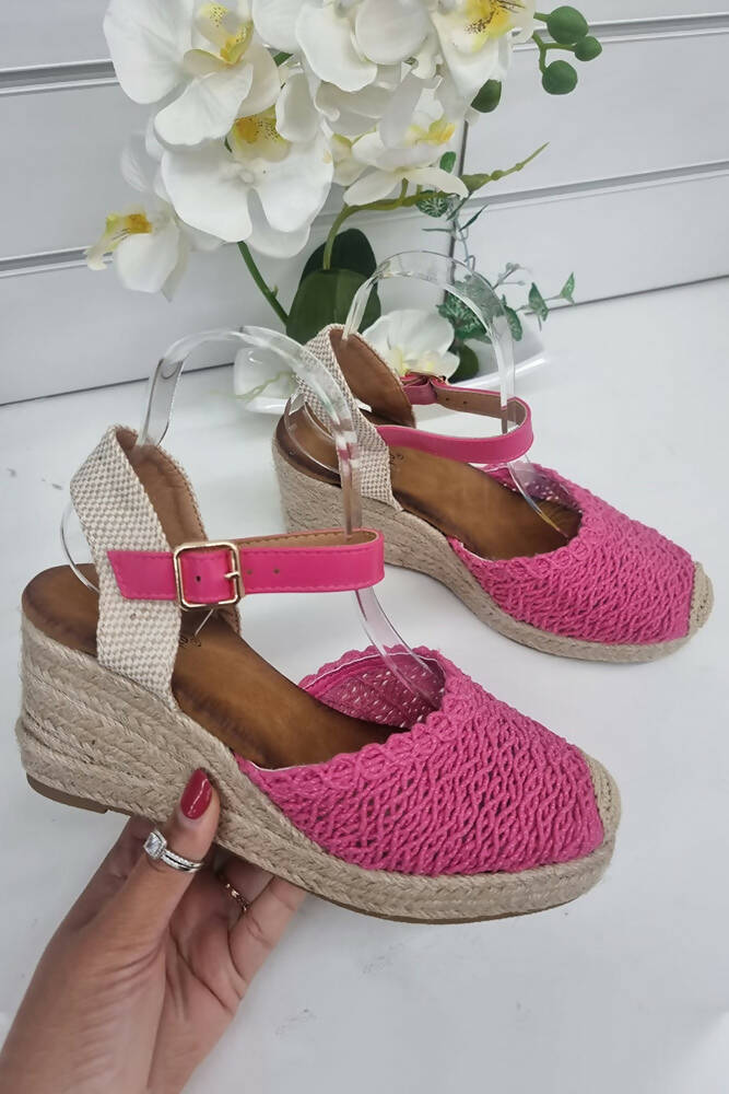Ladies Woven Espadrille Wedges