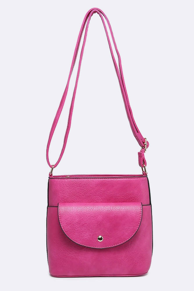 Ladies Cross Body Bag With Button Flap Opening