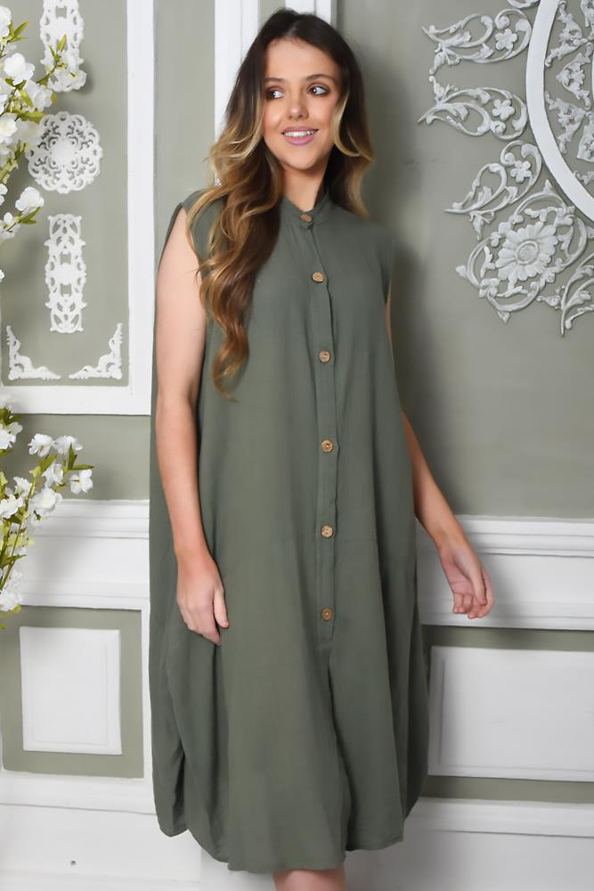 Plain Linen Sleeveless Dress
