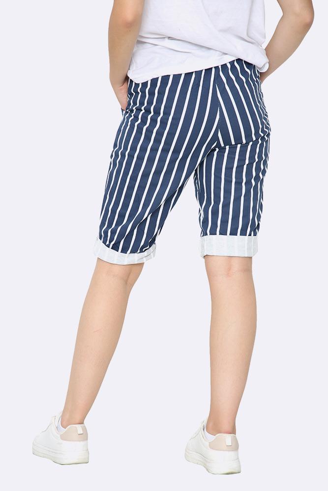 Italian Stripe Print 3/4 Trouser