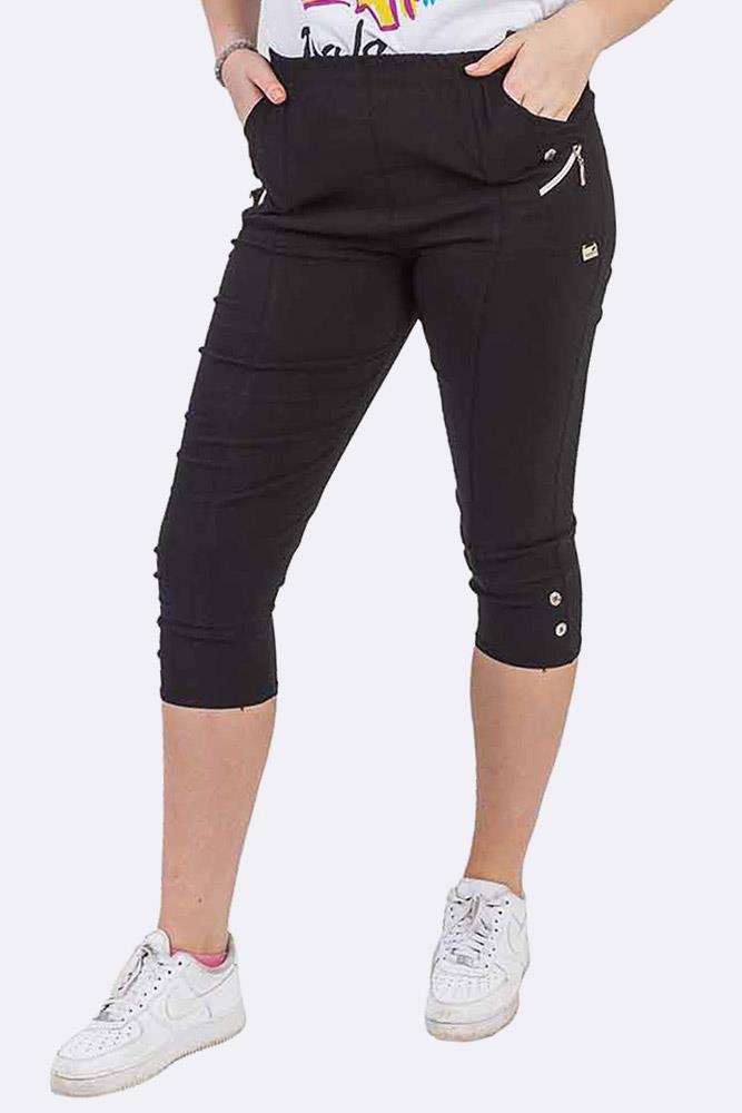 Ladies Cotton Two Button Zipped Cropped Trousers