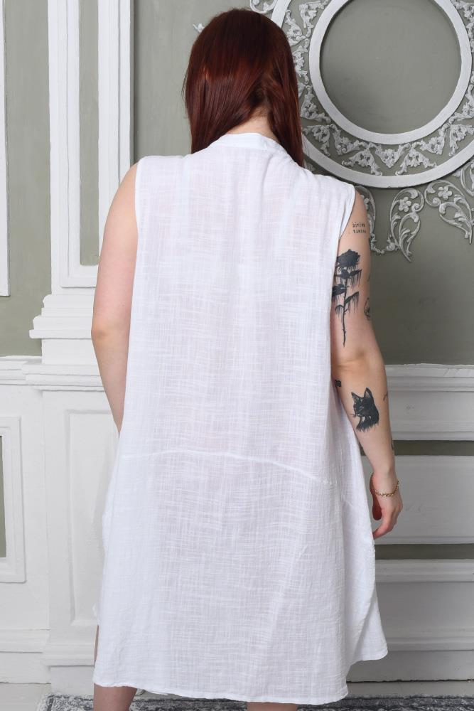 Plain Linen Sleeveless Dress