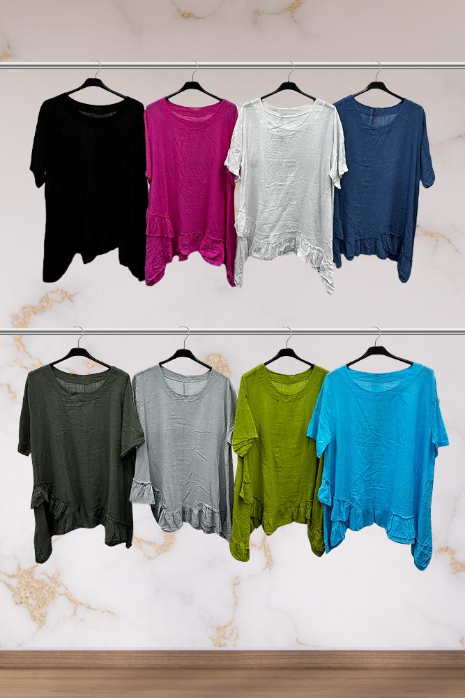Asymmetrical Linen Long Sleeve Top