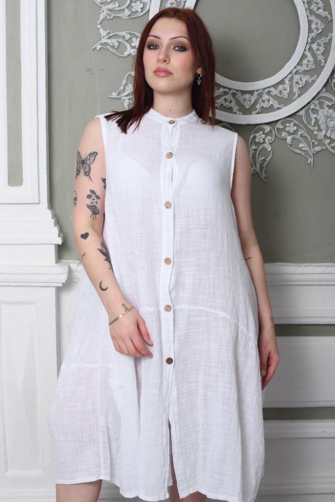 Plain Linen Sleeveless Dress
