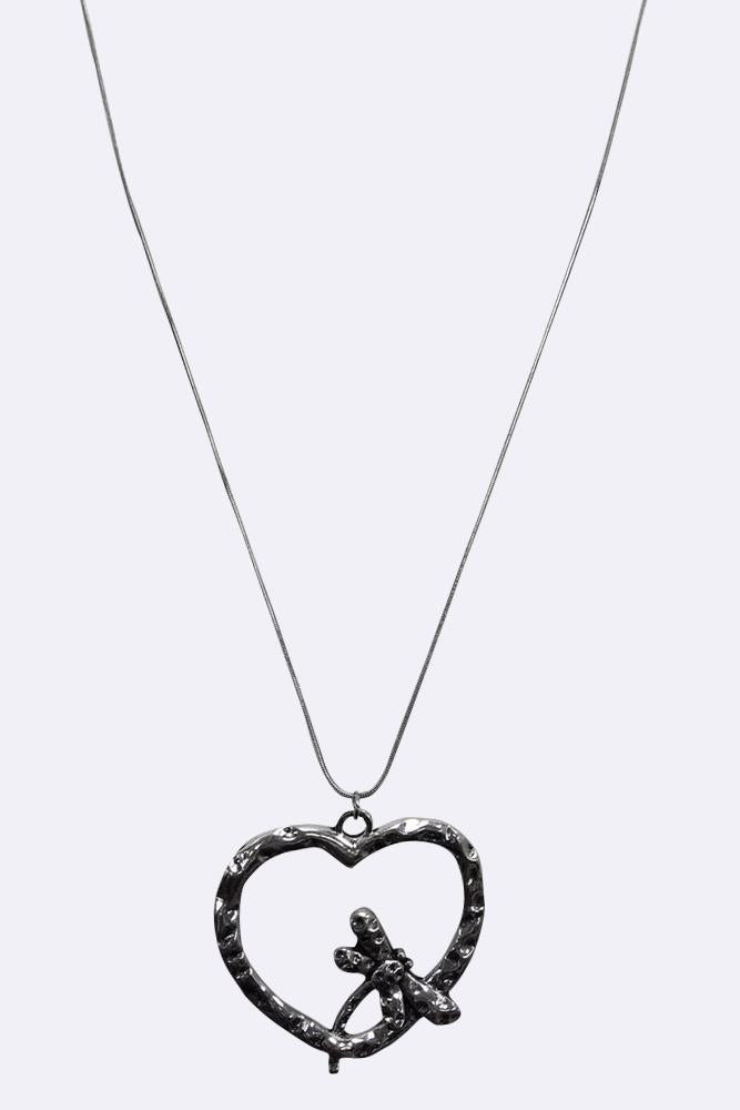 Dragonfly-Heart Pendant Chain Necklace Article-1