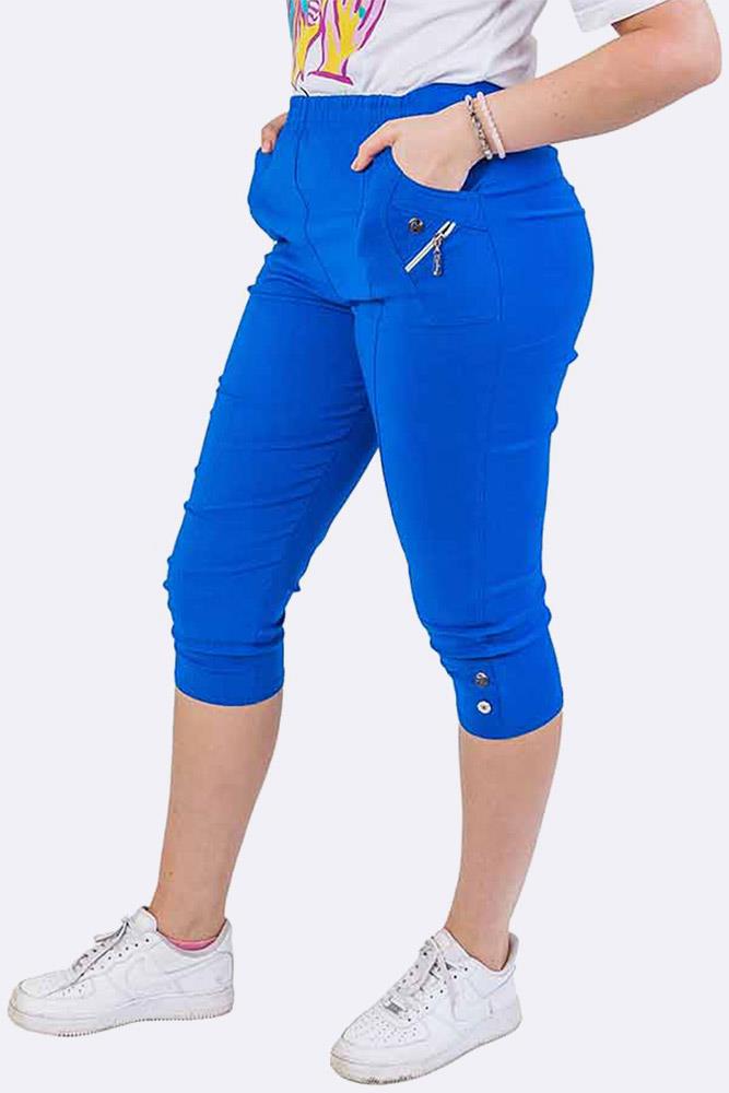 Ladies Cotton Two Button Zipped Cropped Trousers