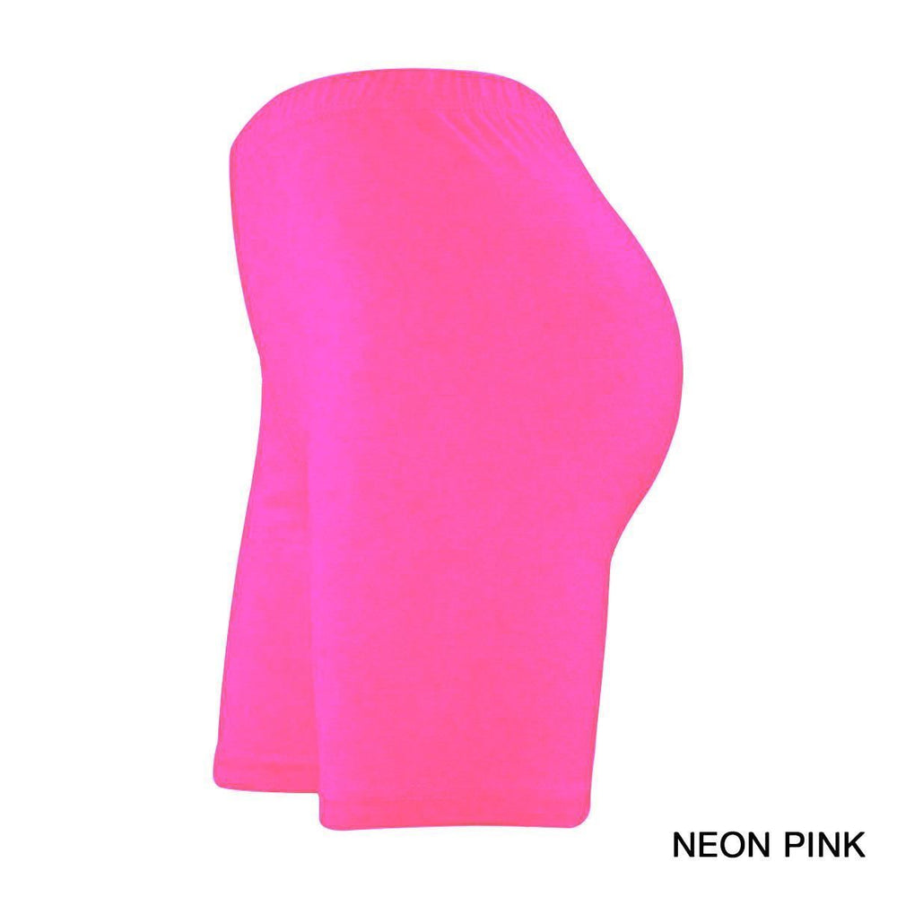 Neon Prink colour Girls cycling shorts with white background