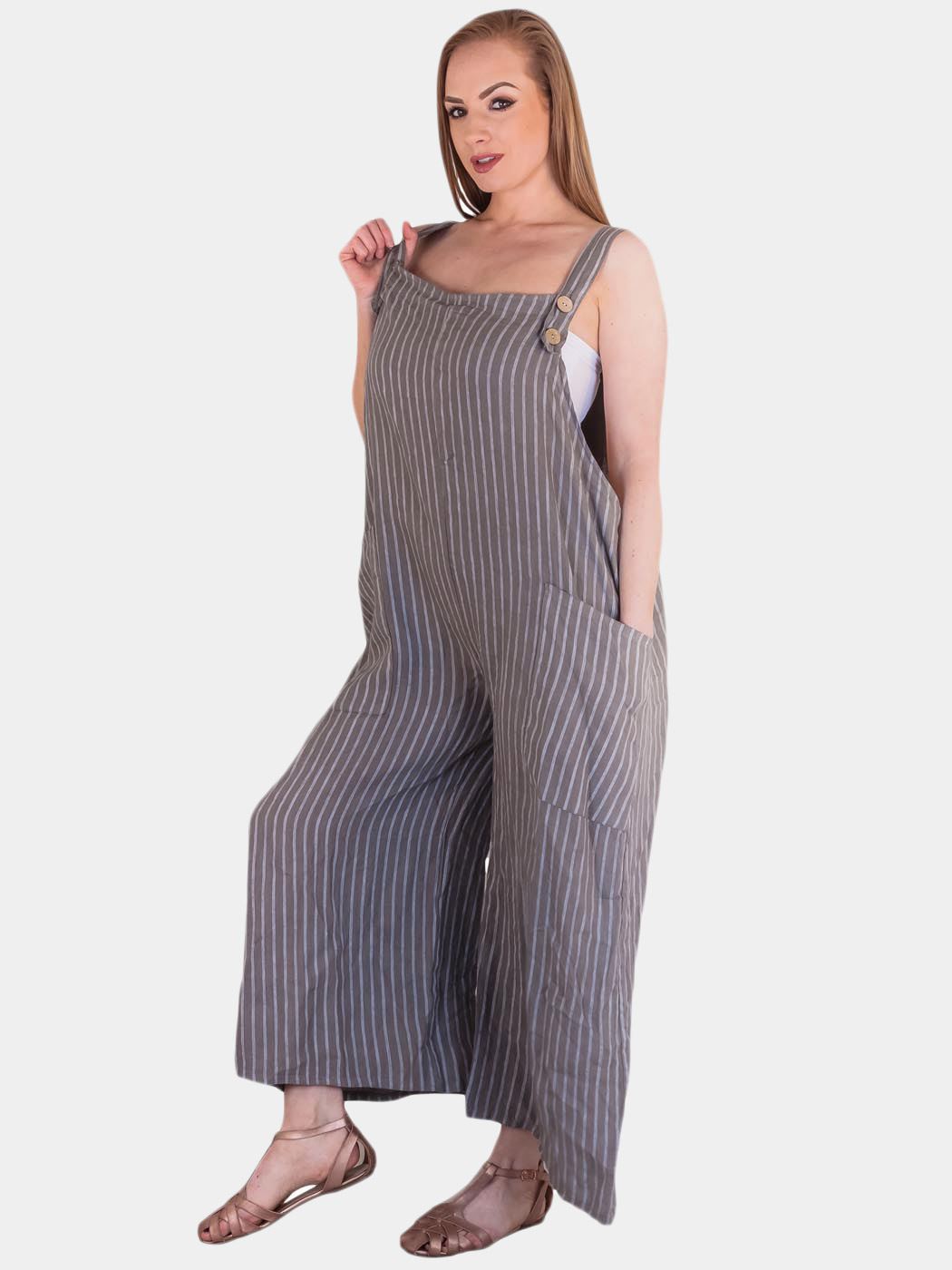 Striped Two Pocket Jumpsuit