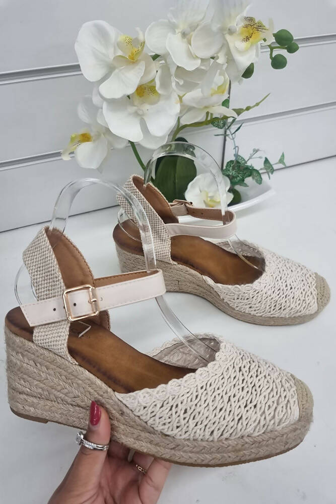Ladies Woven Espadrille Wedges