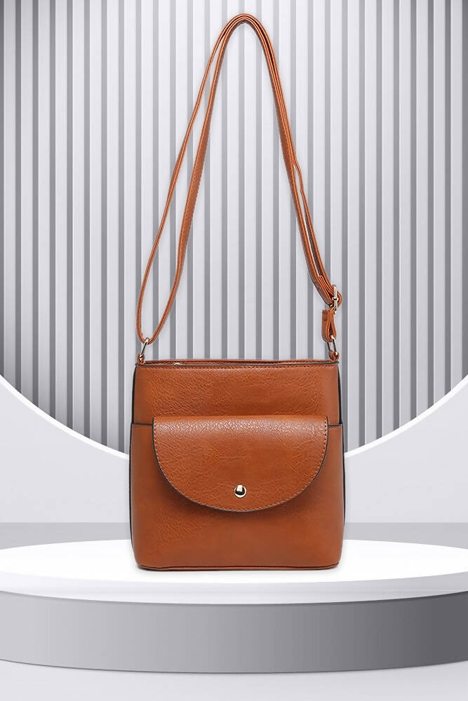 Ladies Cross Body Bag With Button Flap Opening