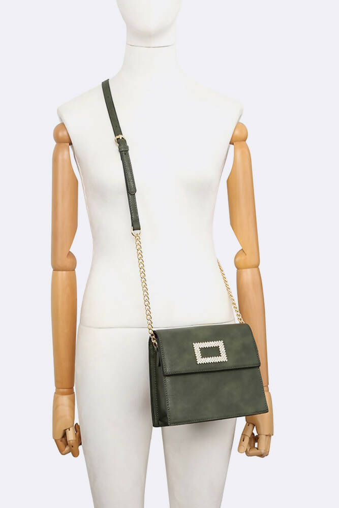 Women Faux Leather Diamond Square HandBag
