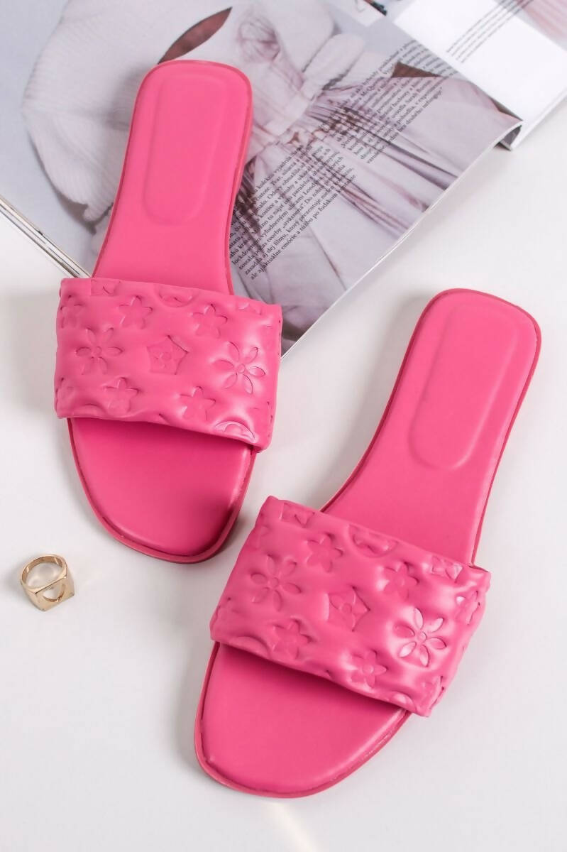 Monogram Embossed Strap Sliders