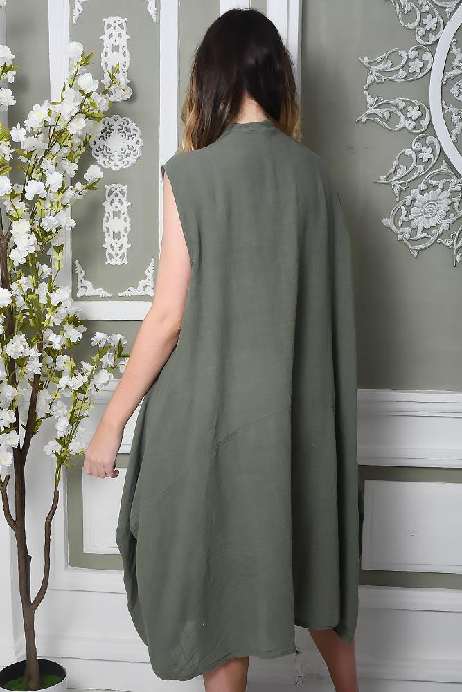 Plain Linen Sleeveless Dress