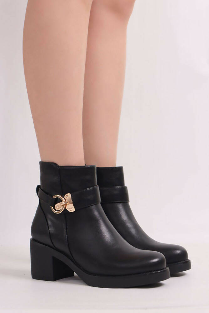 Faux Leather Look Heel Boots