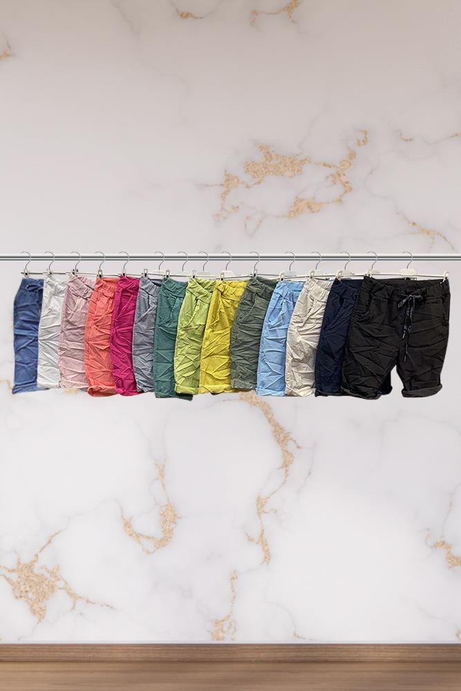 Italian Drawstring Turn Up Crop Shorts