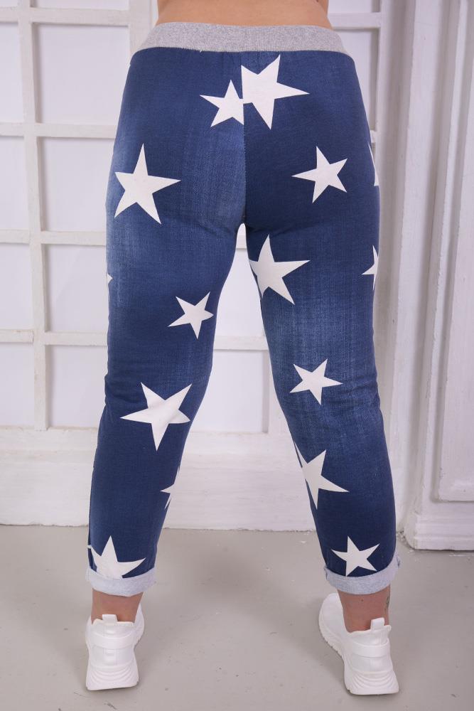 Women Star Print Foldover Hem Trouser